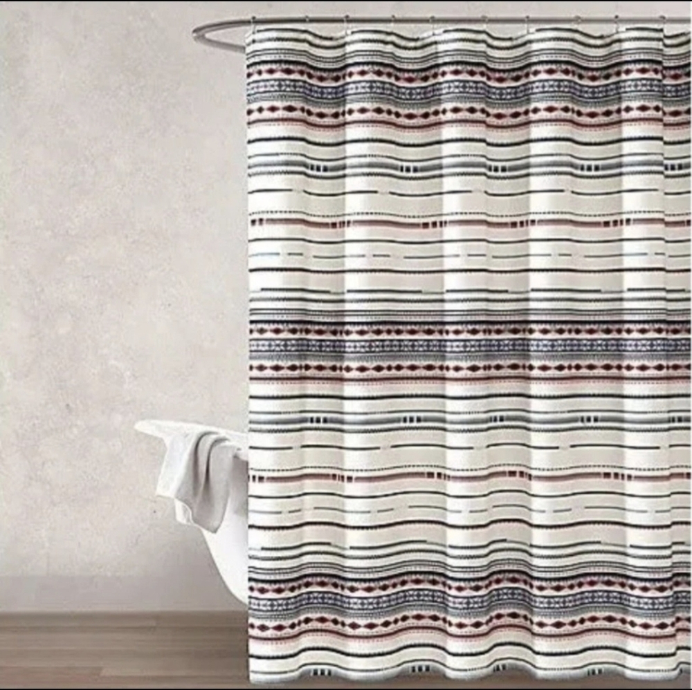 Haus & Haven Ira Stripe Shower Curtain 100% Cotton.